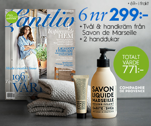 Tidningspremie: 6 nr Lantliv+ tvål & handkräm från Savon de Marseille & 2 st frottéhanddukar