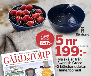 5 nr av Gård & Torp för endast 199 kr + två skålar från Swedish Grace + två handdukar Återbäring