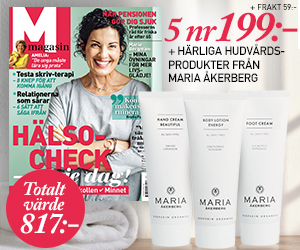 5 nr av M-magasin + Maria Åkerberg hudvård Återbäring