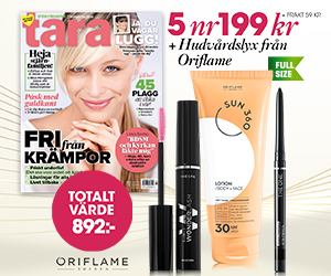 Tidningspremie: 5 nr av Tara för endast 199 kr + hudvårdslyx från Oriflame