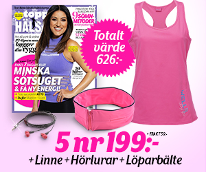 Tidningspremie: ToppHälsa - 5 nr + Linne, hörlurar & löparbälte